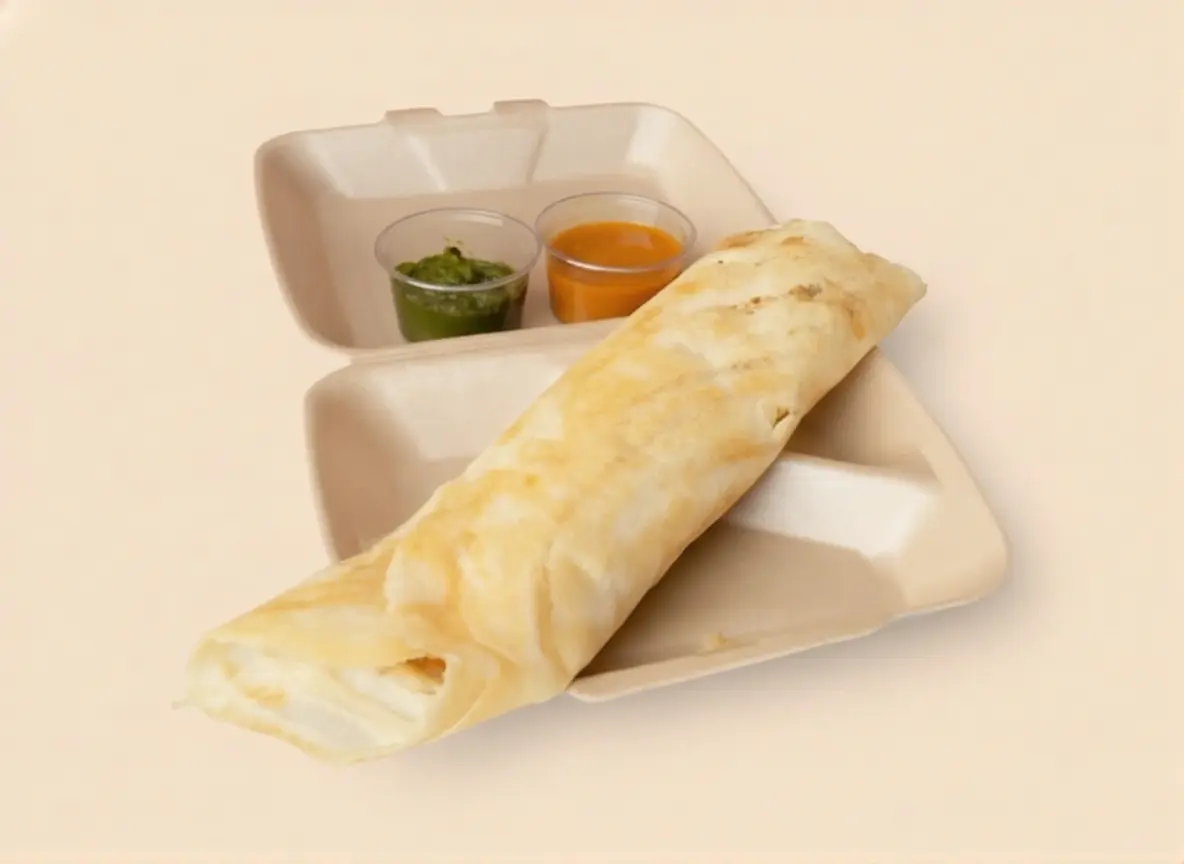 Crisp, thin crepe filled with a spiced potato mixture, a classic South Indian breakfast option.
